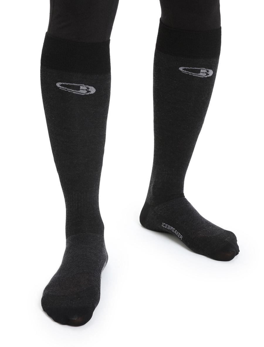 Women\'s Icebreaker Merino Snow Liner Over the Calf Socks Black | CA 1526BEXC